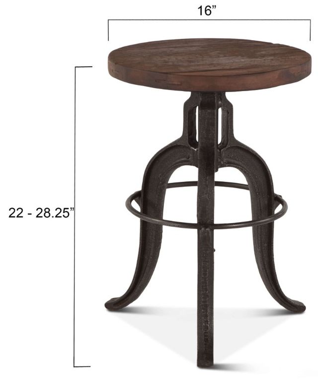 Home Trends & Design Industrial Teak Natural Patina Adjustable Stool-3