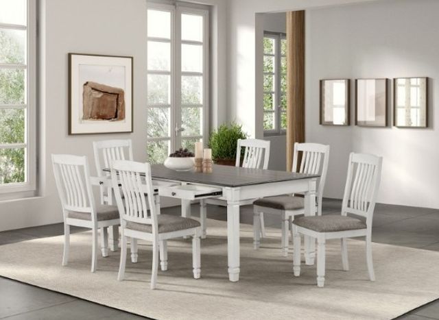 Furniture of America® Pendola 7-Piece Rustic White Dining Table Set-0