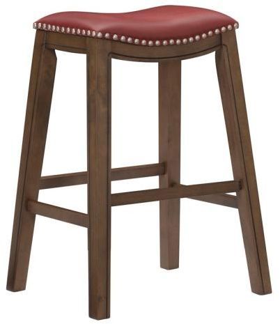 Mazin Furniture Red 29" Upholstered Pub Height Stool-0