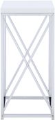 Coaster® Edmund Glossy White Accent Table with X-Cross Chrome Base-1