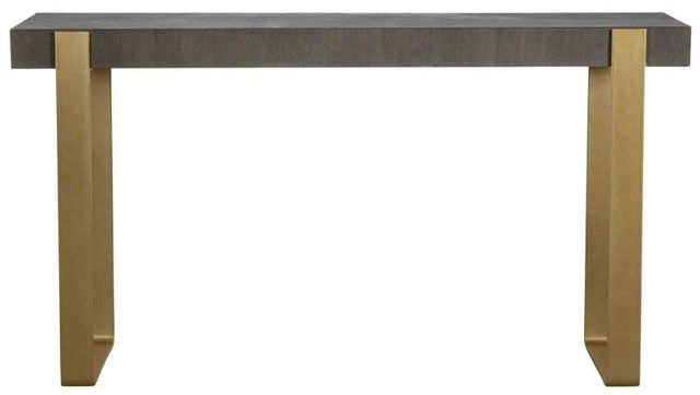 Uttermost® Kea Light Gray Console Table with Brushed Brass Base-3