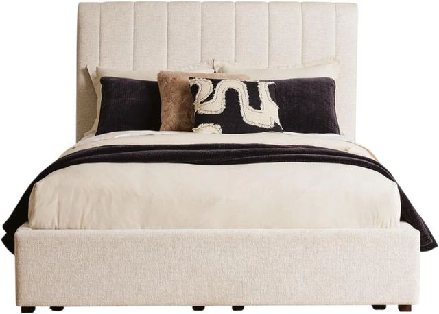 Signature Design by Ashley® Shoralli Beige Queen Upholstered Storage Panel Bed-2
