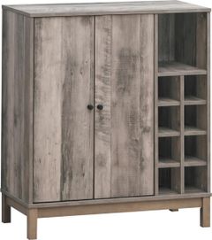 Coaster® Cheyenne Weathered Acacia 2-Door Wine Cabinet with Stemware Rack