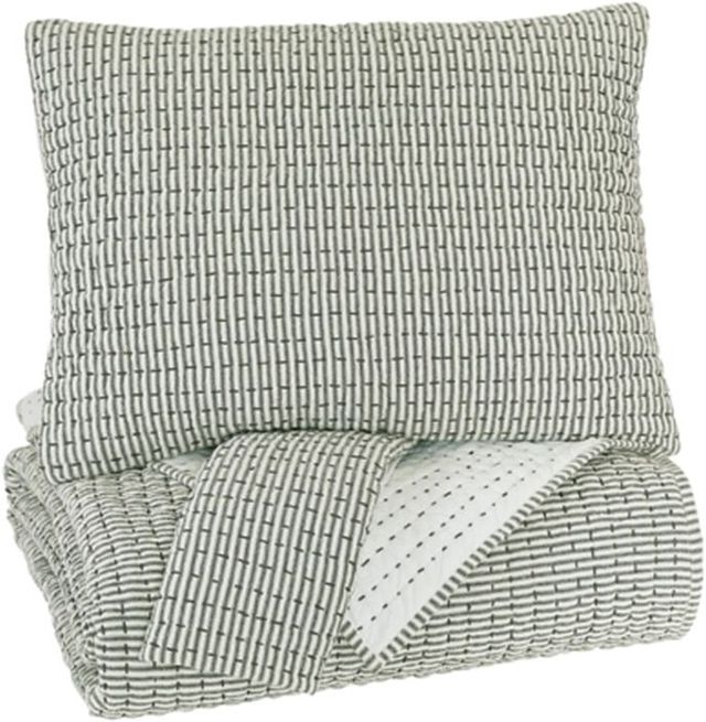 Signature Design by Ashley® Doralia White/Charcoal Queen Comforter Set-0