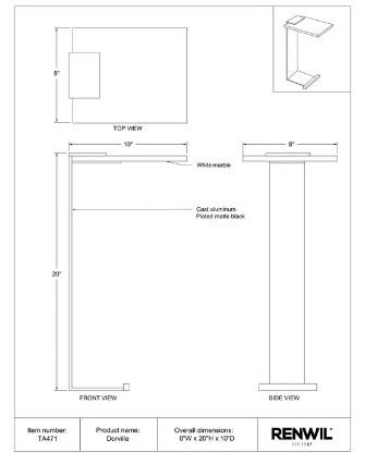 Renwil® Dorville Natural White Side Table with Black Base-4