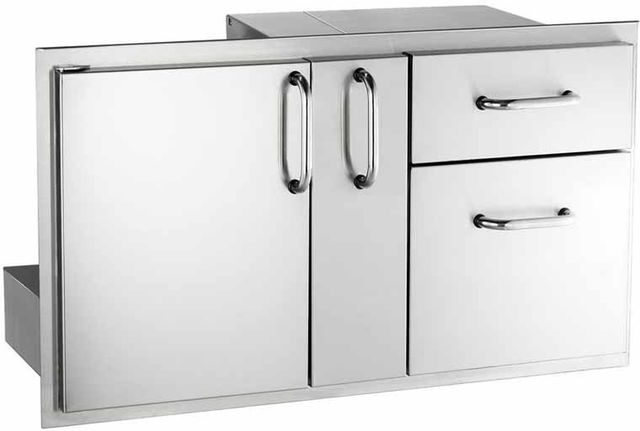 American Outdoor Grill 18" x 36" Stainless Steel Door With Double Drawer and Platter Storage-0