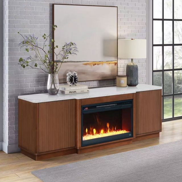 Legends Home Parker 65" Brown/White Fireplace Console-1