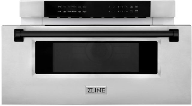 ZLINE Autograph Edition 1.2 Cu. Ft. Stainless Steel Microwave Drawer with Matte Black Accents-3