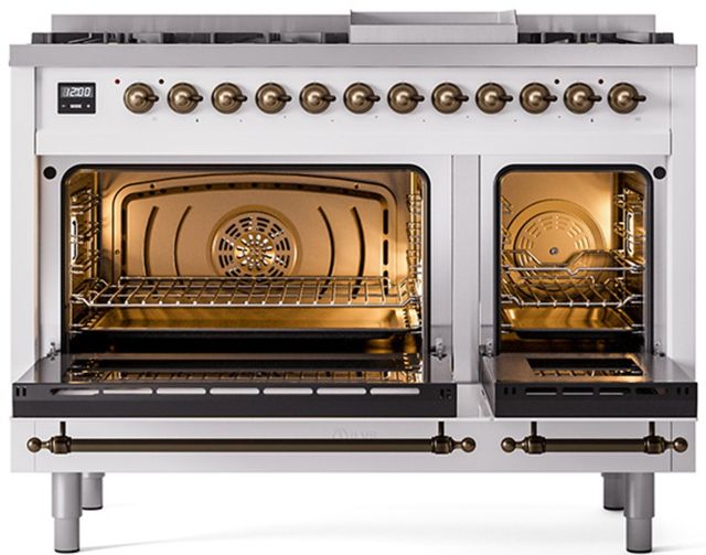 Ilve® Nostalgie II Series 48" White Pro Style Dual Fuel Range-1