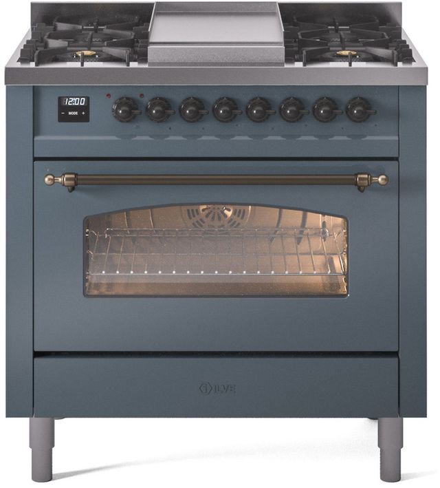 Ilve® Nostalgie II Series 36" Blue Gray Pro Style Dual Fuel Range-0