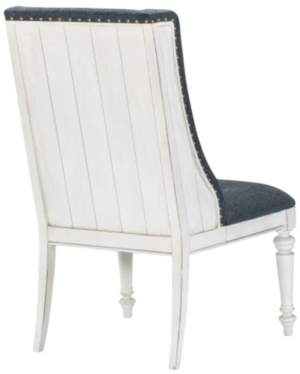 Legacy Classic Cottage Park Aged White/Caitlin Cobalt Upholstered Host Chair-2