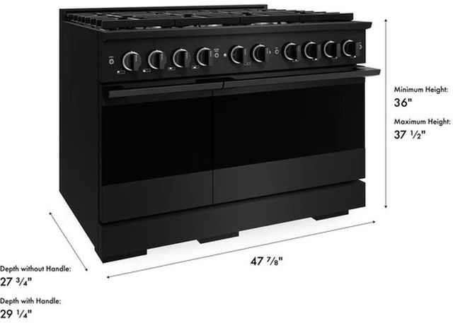 ZLINE Marino 48" Black Stainless Steel Pro Style Gas Range with 8-Burner DuoPro™ Cooktop and Convection Gas Oven-2