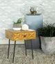 Coaster® Ezra Natural Mango Accent Table with Gunmetal Tapered Legs -1