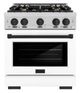 ZLINE Autograph Edition 30" Stainless Steel Pro Style Dual Fuel Range with White Matte Door and Matte Black Accents-0