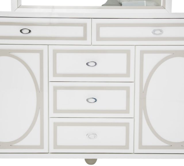 Michael Amini® Sky Tower™ Cloud White/White Dresser with Mirror-2