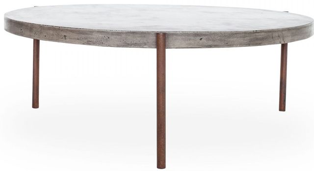 Moe's Home Collection Mendez Dark Grey Concrete Outdoor Coffee Table with Brown Metal Legs-1
