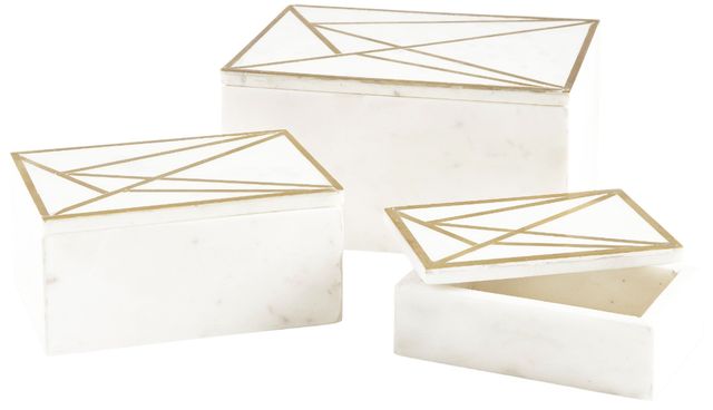 Signature Design by Ashley® Ackley 3-Piece White/Brass Box Set-1