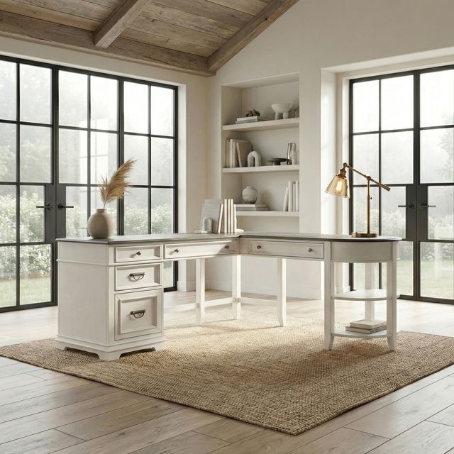 Clearance Liberty Allyson Park Allyson Park Wirebrushed White L-Shaped Desk Set-2