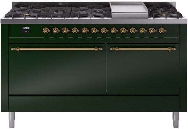 Ilve® Nostalgie II Series 60" Emerald Green Pro Style Dual Fuel Range-0