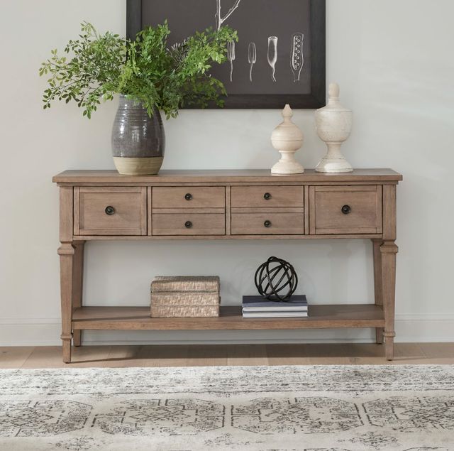 Liberty Furniture Haven Hills Camel Beige Sofa Table-1