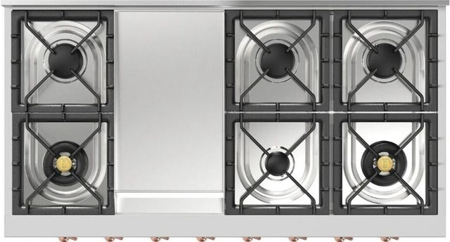 Ilve Nostalgie II 48” Stainless Steel Gas Rangetop with 8 Burners, Griddle and Copper Trim-0