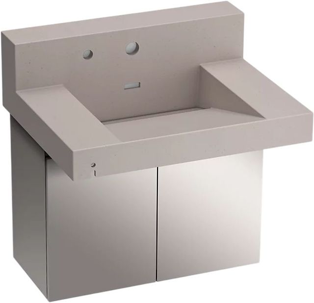 KOHLER® Constellation™ Neutral Concrete 30" Wall-Mount Lavatory System with Backsplash and Stainless Steel Shroud-0