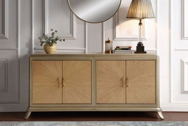 ACME Furniture Dodie Natural Oak/Taupe Champaign Console Cabinet-1