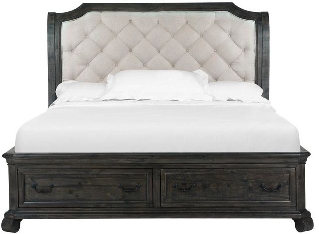 Magnussen Home® Bellamy Beige/Peppercorn King Upholstered Sleigh Headboard -2