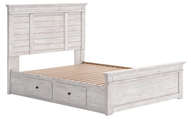 Signature Design by Ashley® Makidern Whitewash Queen Panel Bed with 2-Drawer Storage-1