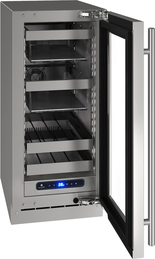 U-Line 5 Class Collection 15” 2.9 Cu. Ft. Stainless Steel Beverage Center with Right Hinge Glass Door-1