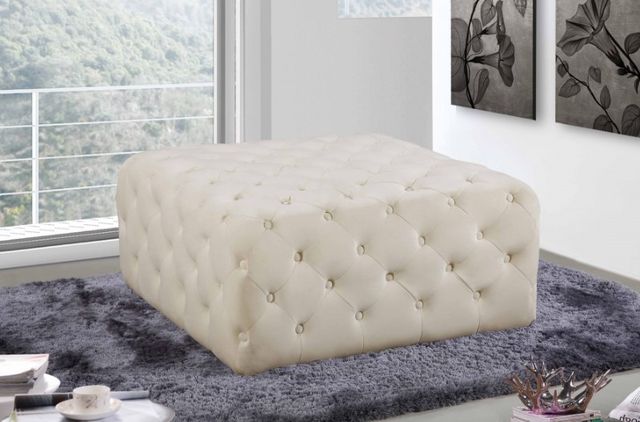 Meridian Furniture Ariel Cream Velvet Ottoman-2