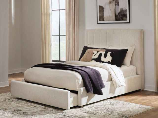 Signature Design by Ashley® Shoralli Beige Queen Upholstered Storage Panel Bed-1