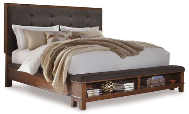 Signature Design by Ashley® Ralene 4-Piece Dark Brown California King Upholstered Panel Bed Set-1