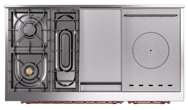 Ilve® Nostalgie II Noblesse 48'' Emerald Green Pro Style Dual Fuel Range with Copper Trim-3