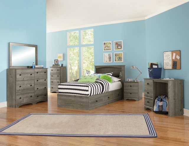 Perdue Woodworks Essential Weathered Gray Ash Twin Bookcase Headboard-2