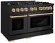 ZLINE 48" Black Stainless Steel Pro Style Dual Fuel Range with Polished Gold Accents-1