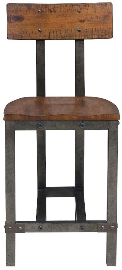 Homelegance® Holverson Gunmetal/Rustic Brown Counter Chair-2