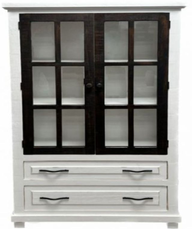 Million Dollar Rustic White Bookcase with Dark Doors-0