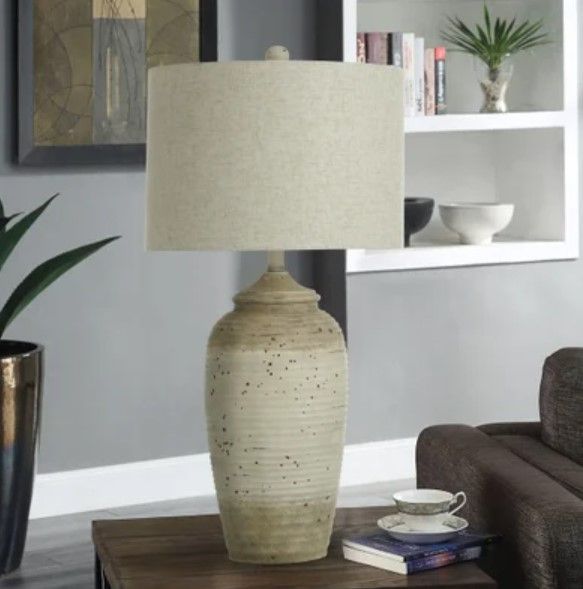Stylecraft Bronzecotta/White Table Lamp -1