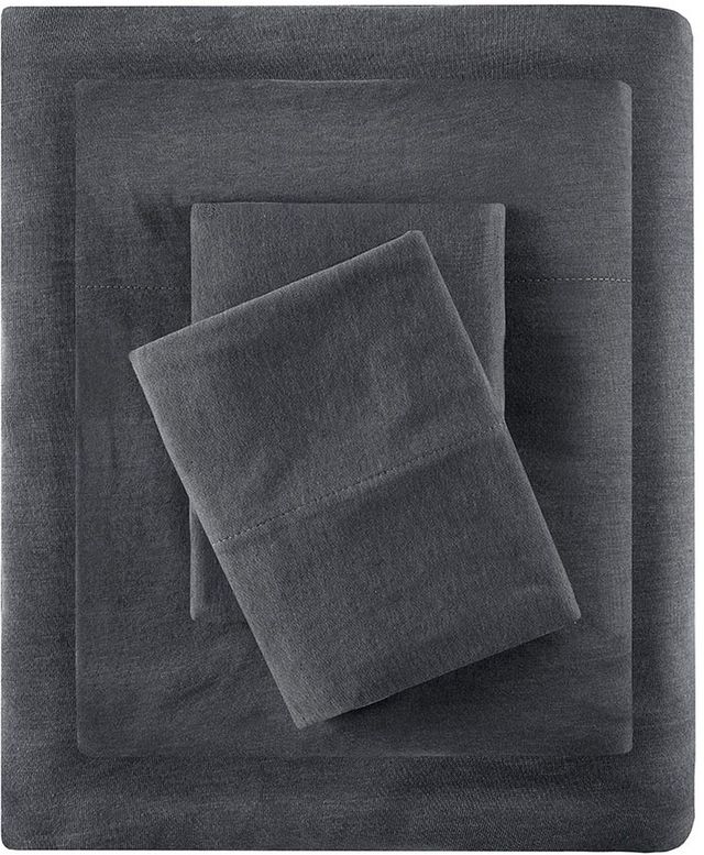 Olliix by Intelligent Design Dark Grey Twin Cotton Blend Jersey Knit All Season Sheet Set-0