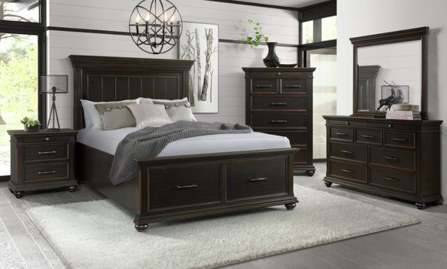 Elements International Slater 4-Piece Black Queen Platform Bedroom Set-1