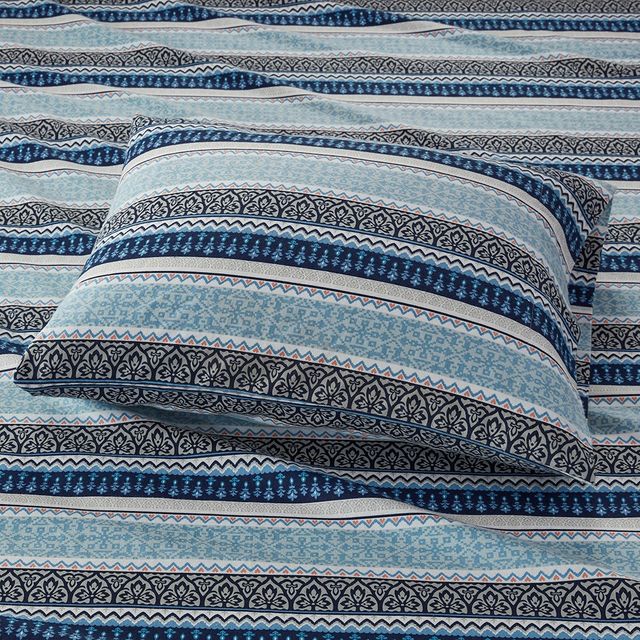 Olliix by True North by Sleep Philosophy Cozy Flannel Blue Fair Isle Queen 100% Cotton Printed Sheet Set-3