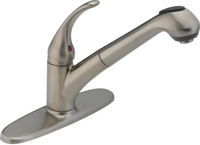 Delta Foundations® Stainless Single Handle Kitchen Faucet-0