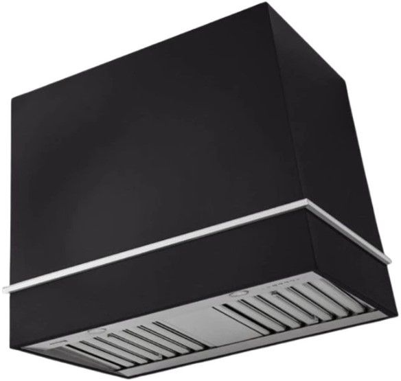 AGA Loge 48" Matte Black Wall Mounted Range Hood  with Polished Chrome Trim-0