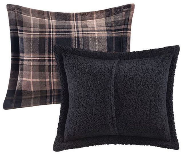 Olliix by Woolrich Alton Brown/Black Twin Plush to Sherpa Down Alternative Comforter Set-2