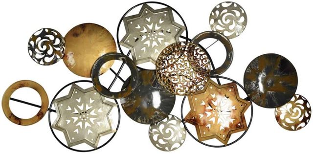 Classy Art Black/Brown/Gray Stars and Circles Wall Decor-0