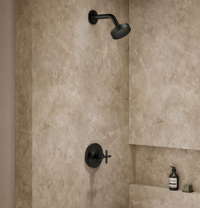 KOHLER® Purist® Rite-Temp® Matte Black 1.75 GPM Shower Trim Kit with Cross Handle-1
