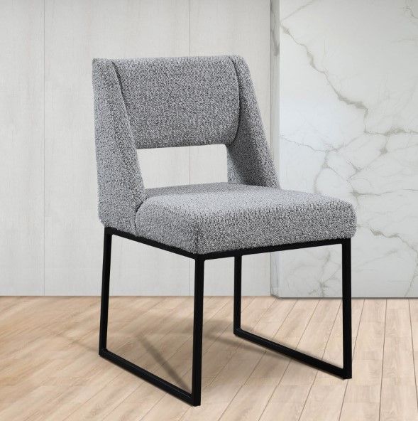 Meridian Furniture Jayce Grey Boucle Upholstered Dining Side Chair-3