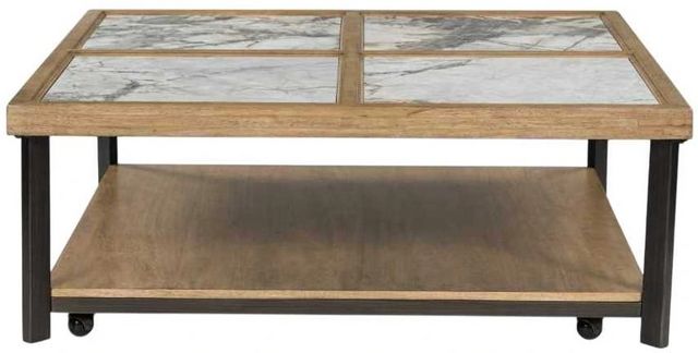 Signature Design by Ashley® Montia Stone Top Cocktail Table with Black Base-2