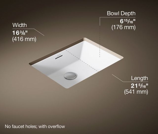 Kohler Brazn® White 21.25" Rectangular Undermount Bathroom Sink-3